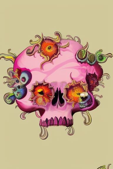 butterfly flower skull