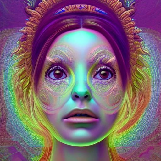 Psychedelic Goddess of Time Portrait in Digital Art