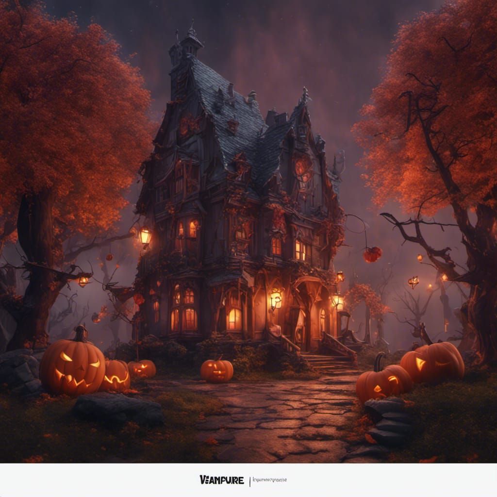 Cute Vampire Halloween in Detailed Matte Painting