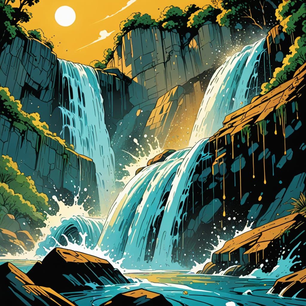 waterfall watercolour