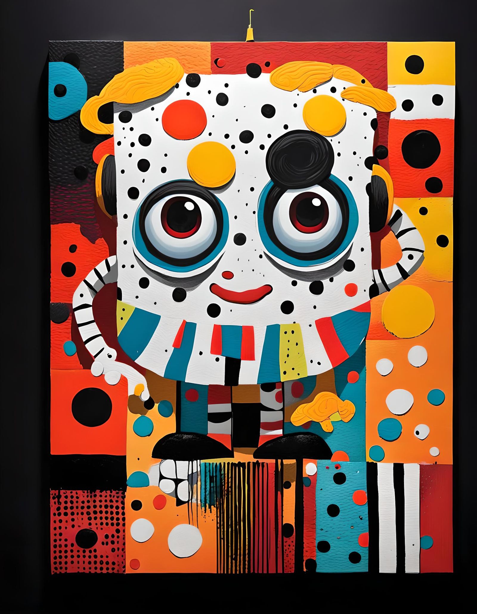 Abstract Figure with Googly Eyes in Acrylic Texture Style