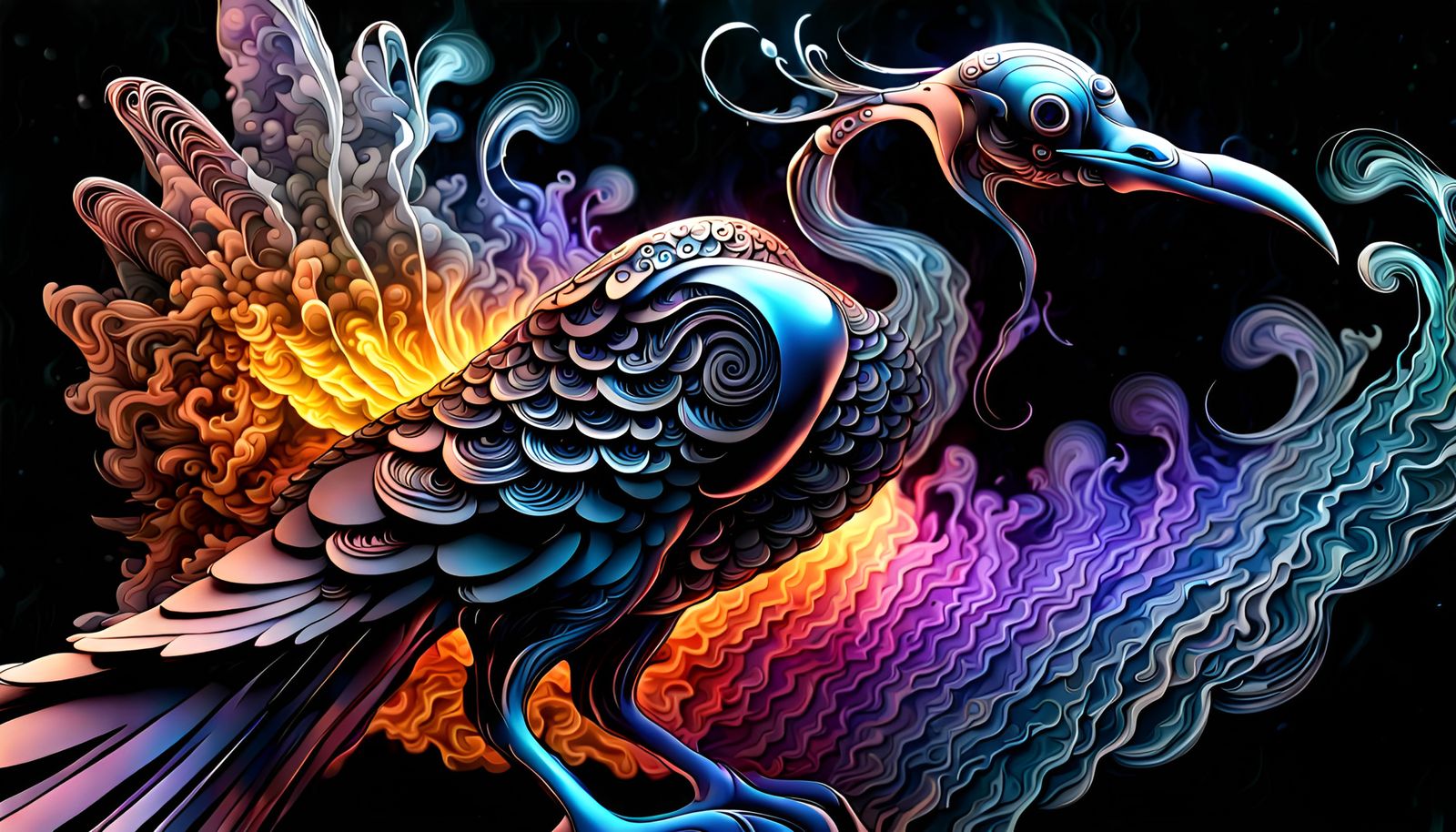 Giant Cosmic Smoke Bird: Dark Fantasy Concept Art