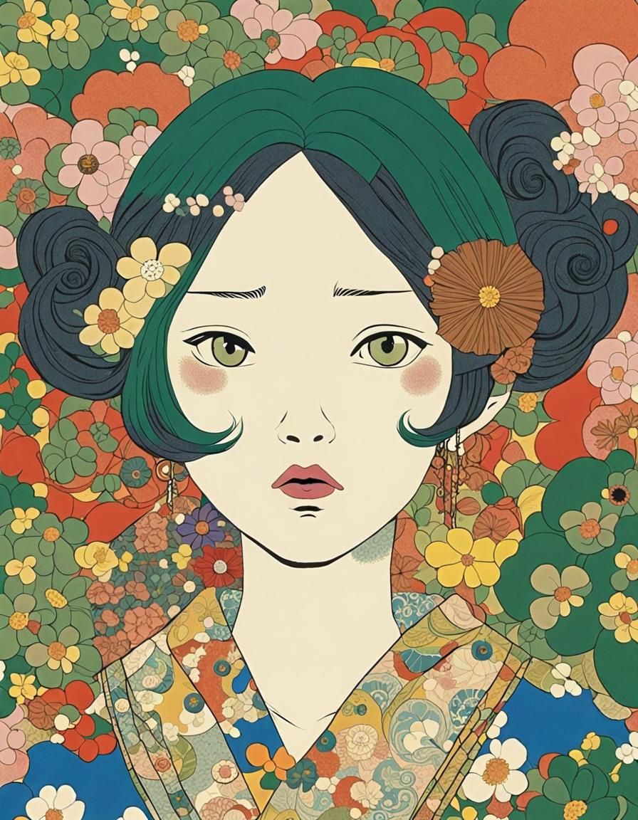 Dramatic Portrait in Japanese Pop Art Style