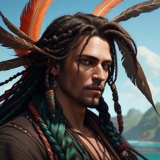 Pirate Cultivator Concept Art: Braids, Beads, and Feathers