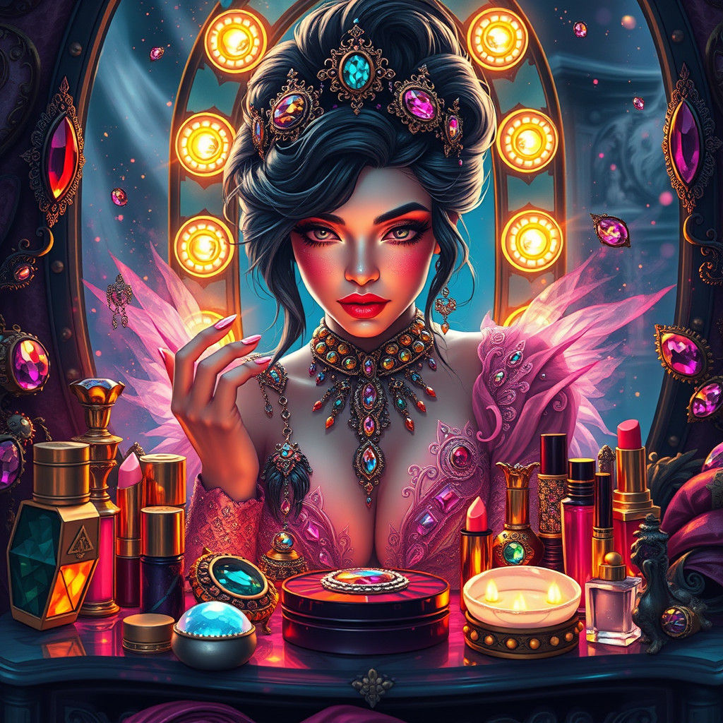 Mystical Siren Prepares for Concert as Fantasy Art