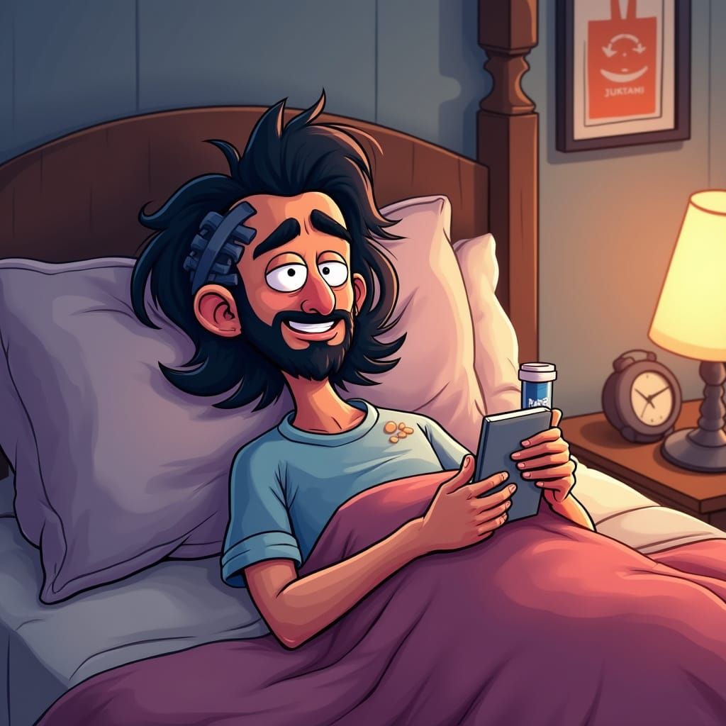 Cartoon Turkish Man Celebrates Birthday with Digital Art