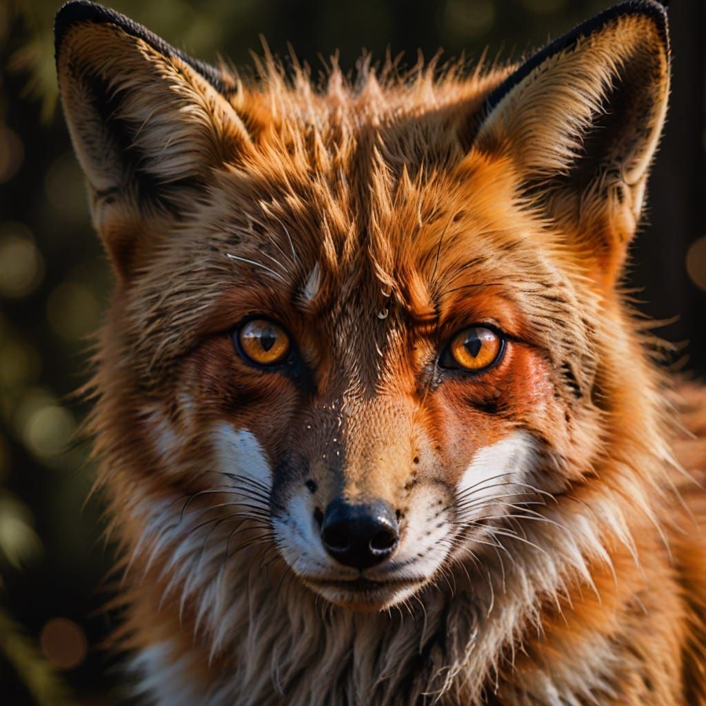 Red Fox Portrait with Intense Gaze, Wildlife Photography