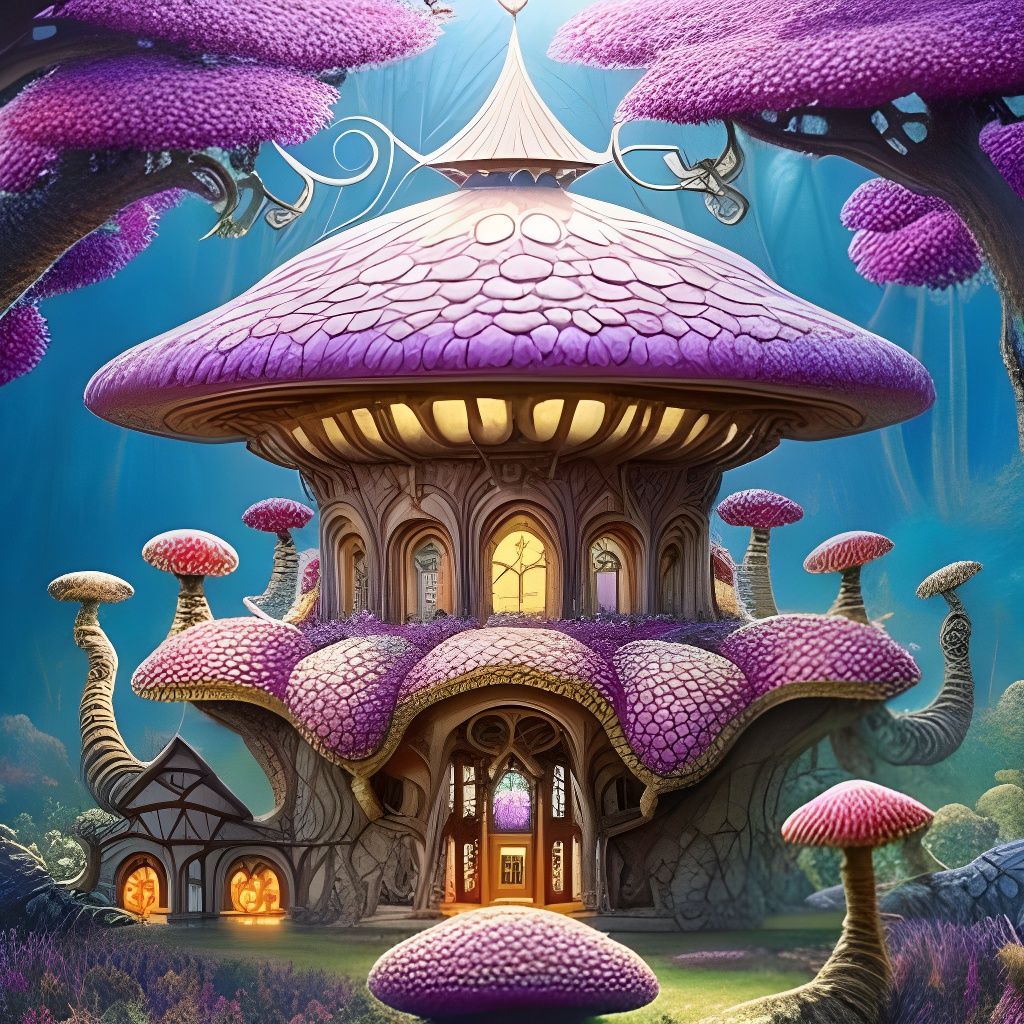 Pink Mushroom Mansion in Fairytale Wonderland