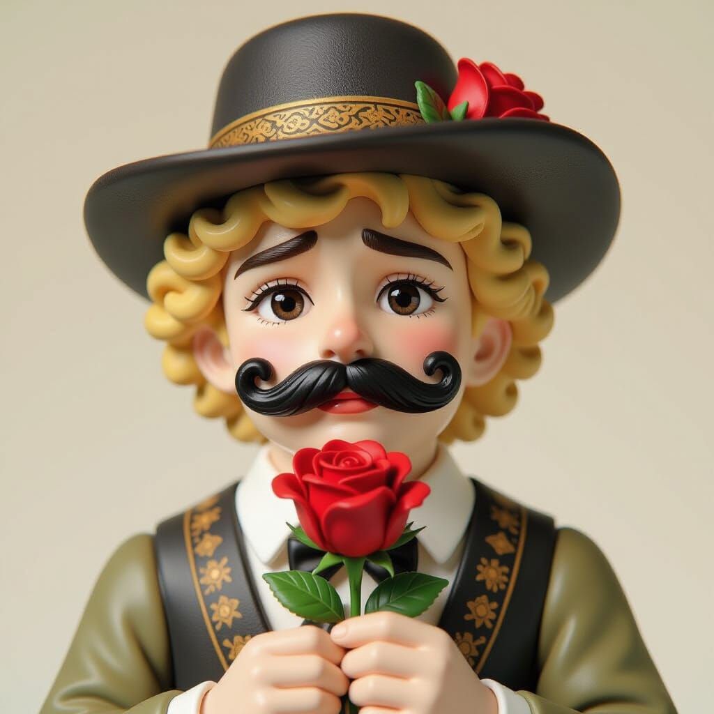 Crying Man as Hummel Porcelain Figurine in 3D Anime Art