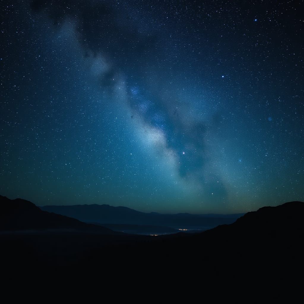 Celestial Priestess in Starry Moonlit Landscape