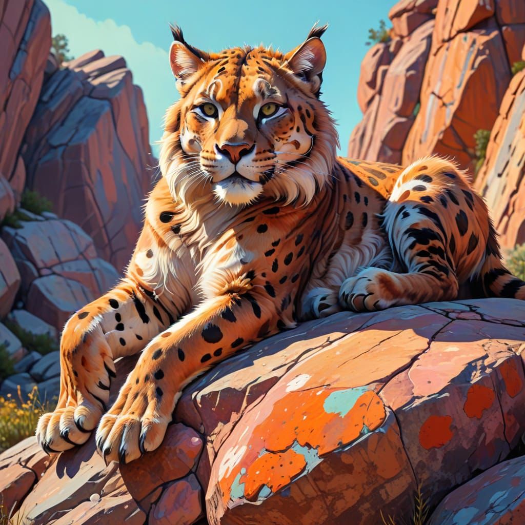 Smilodon in Vector Art with Polka Dots