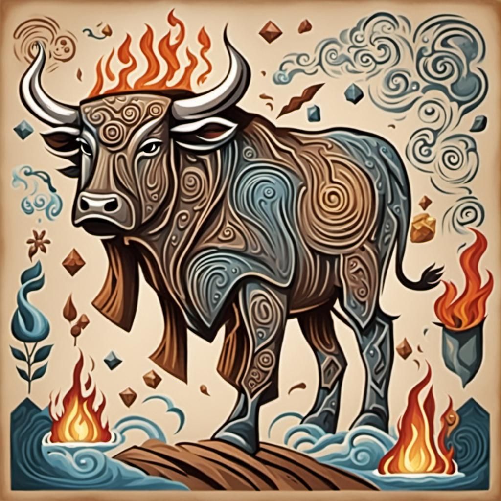 Anthropomorphic Bull Teaching Five Elements in Classroom
