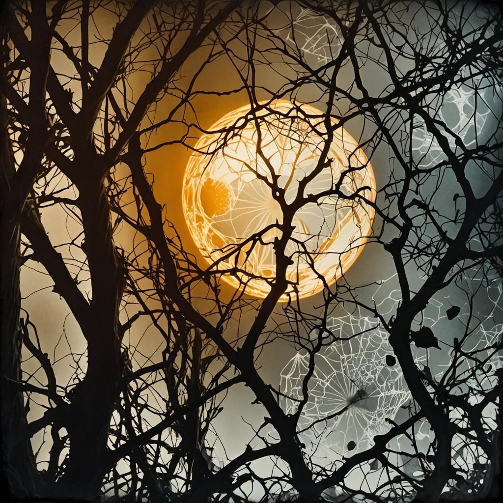 Eerie Photogram of Decaying Pumpkins in Man Ray Style