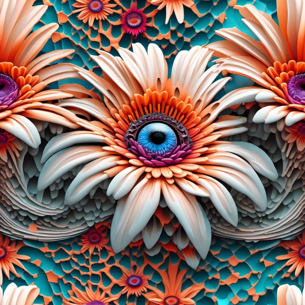 <lora:Glass:1.0> a human eye with gerbera