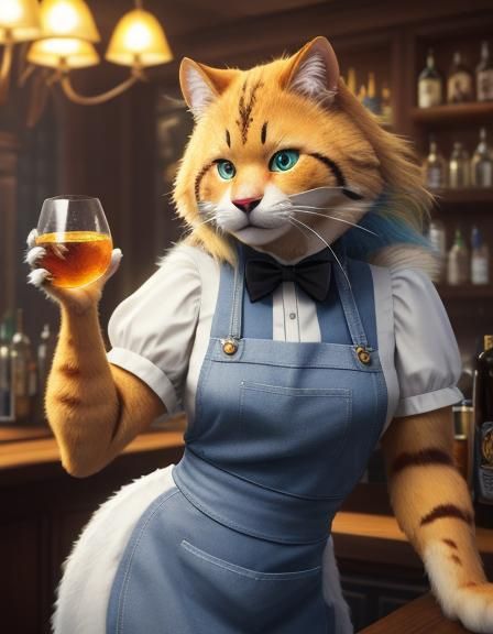 Classy Furry Bartender in Disney 3D Style