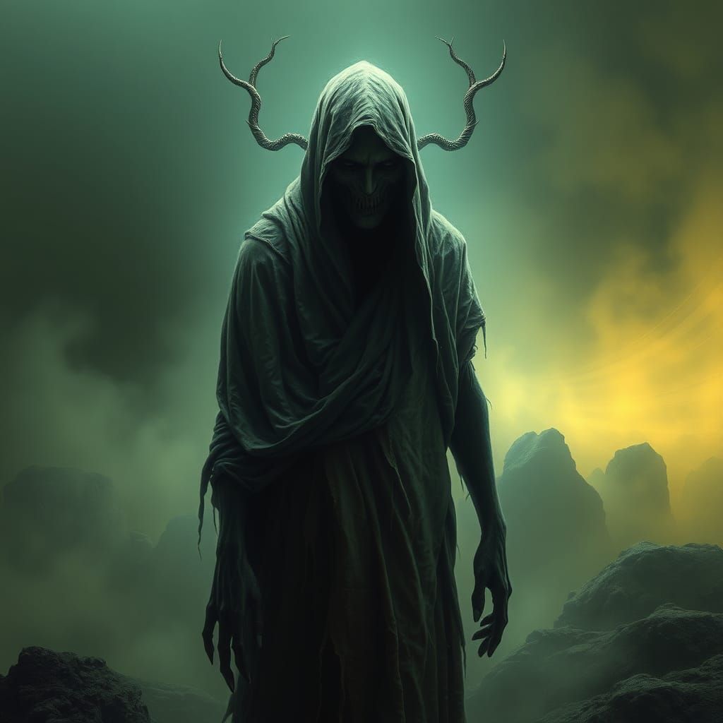 Ethereal Being in Eerie Mist: A Surreal Vision