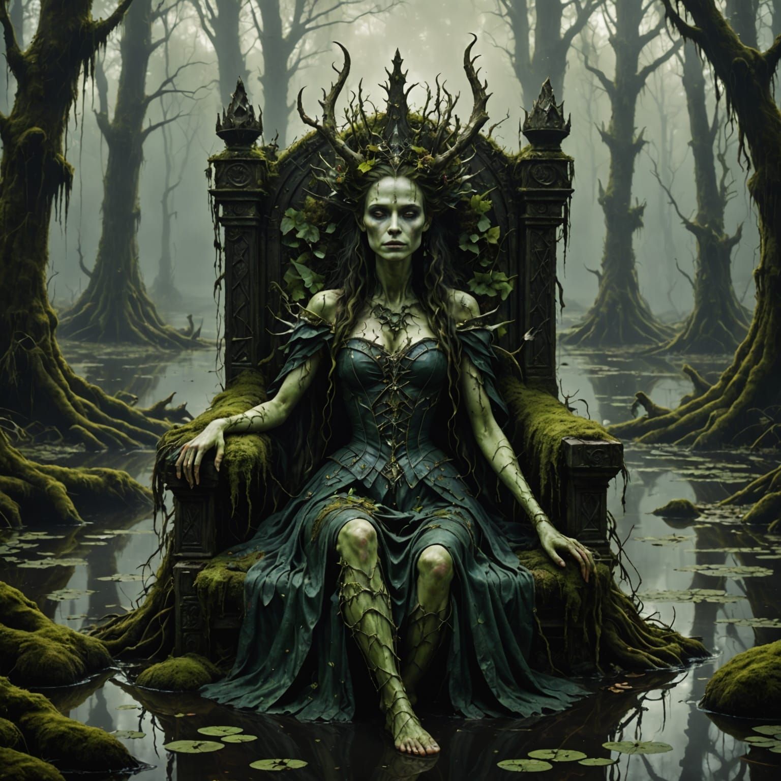 Rotting Fae Queen in Mire: Dark Fairytale