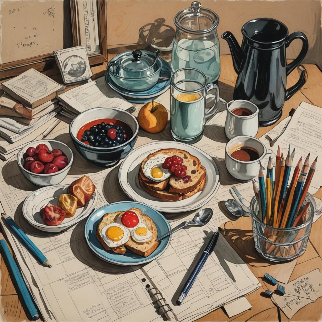 Still Life Breakfast of the  Teacher
