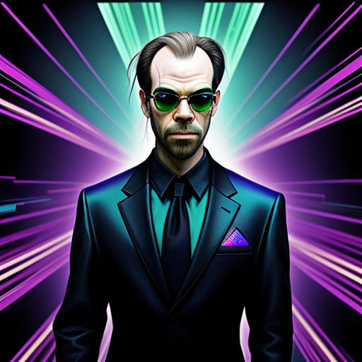 Holographic Vaporwave Glitch Matrix Agent Smith