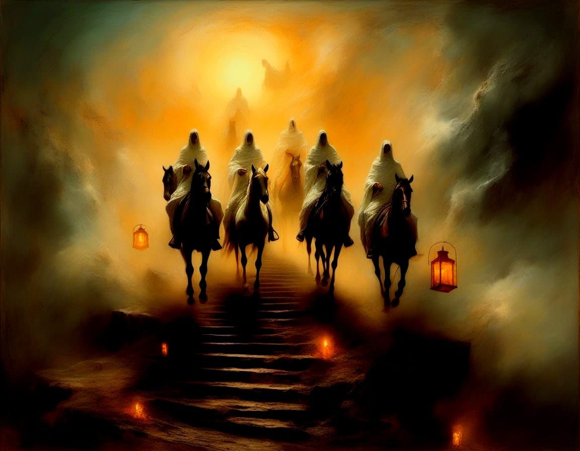 Macabre Caravan of Messengers Ascending to Heaven