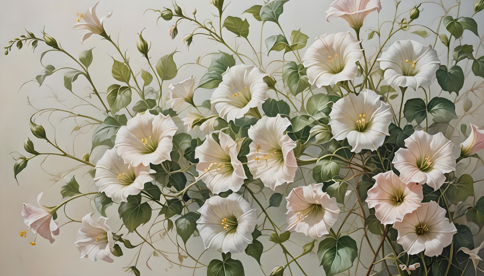 Delicate Bindweed Flowers on Light Background
