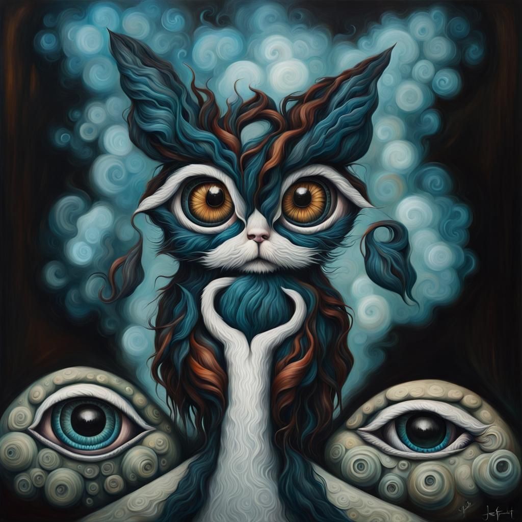 Pop Surrealism Painting with Detailed Eyes