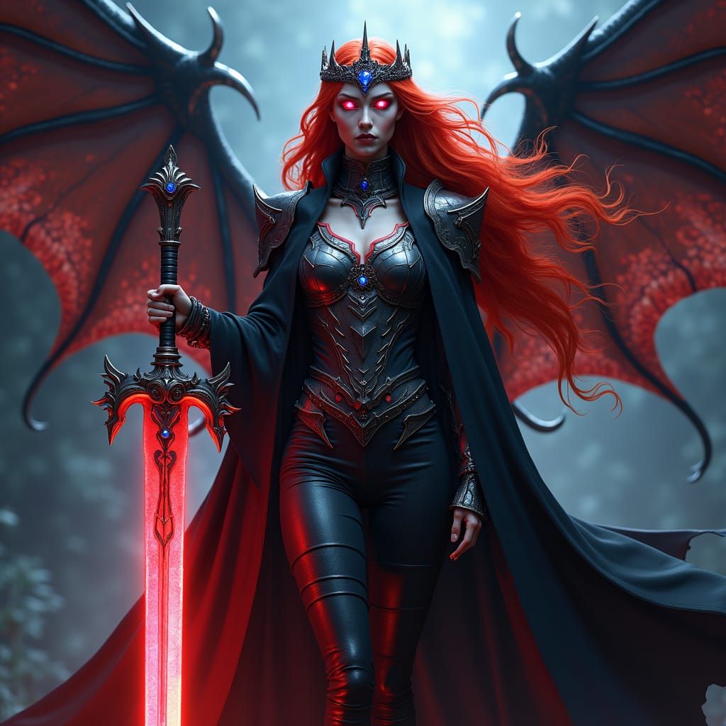 Majestic Sea Elf Vampire Lich with Glowing Sword