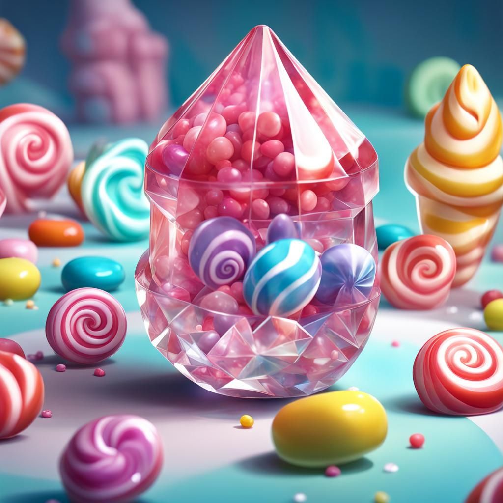 Cute Crystal Animal in Candy Art Style