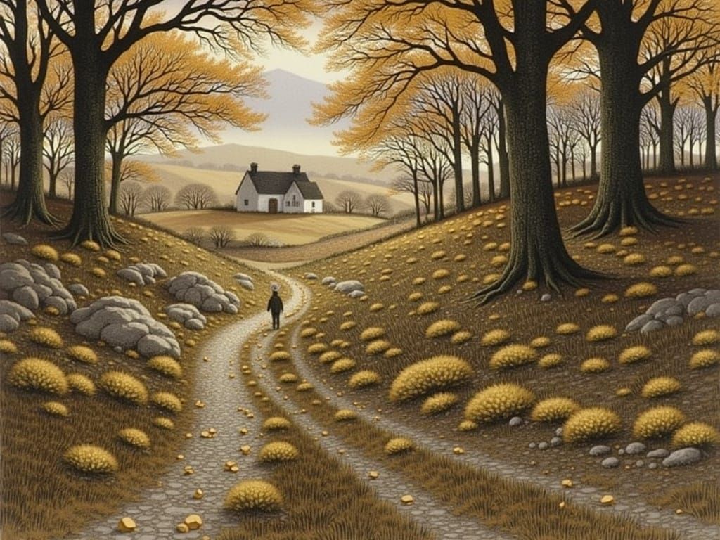 Scottish Autumn Landscape in Vibrant Evening Light