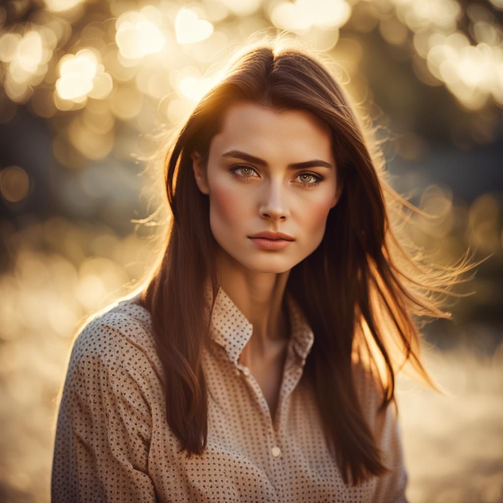 Glamorous Portrait of Woman with Heart Shirt