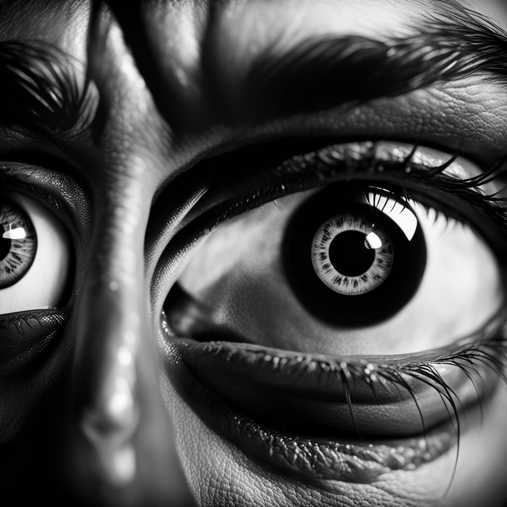 Eerie Disembodied Monster Eyes in Film Noir Style