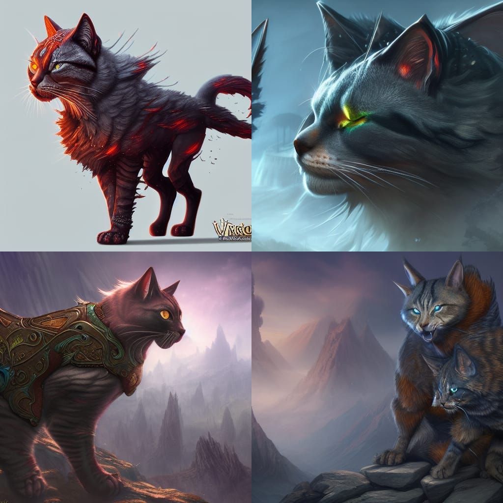 Fantastical Warrior Cats Matte Painting