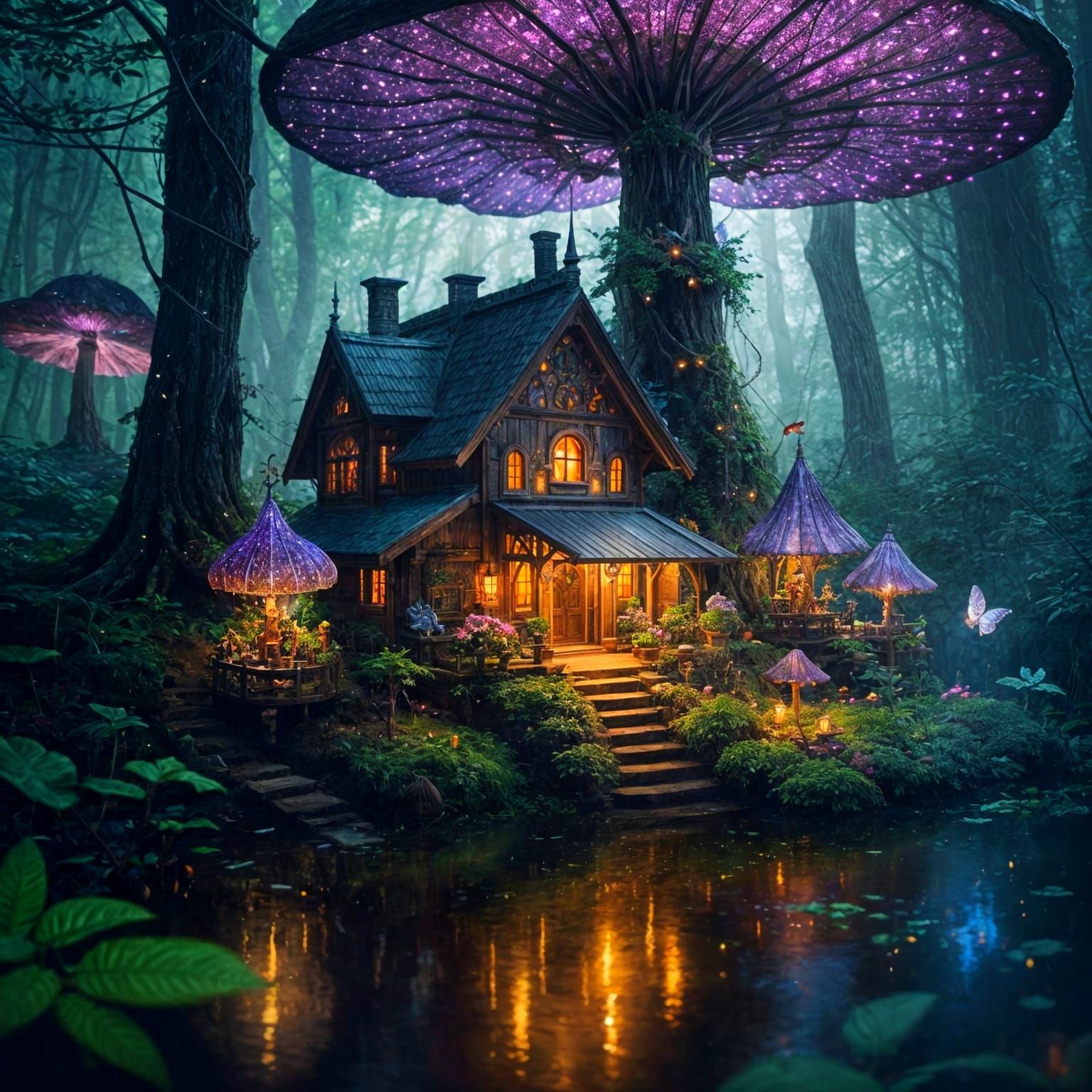 Enchanted Fairy Village in Hyperrealistic Style