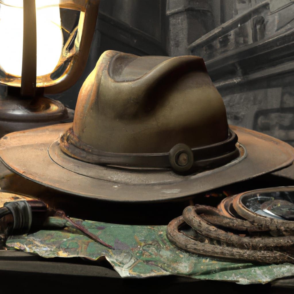 Indiana Jones Fedora with Treasure Map, Photorealistic Rende...