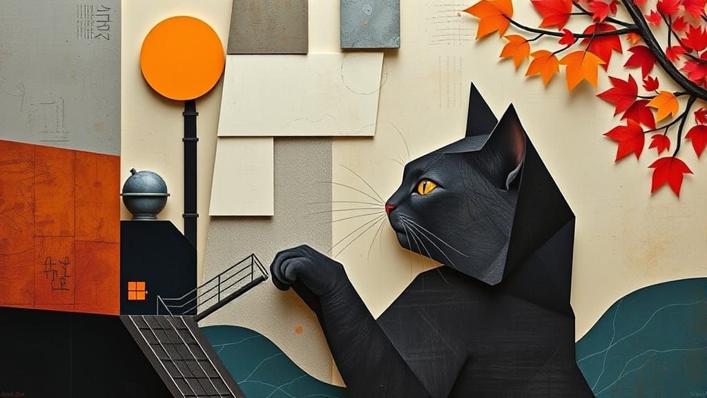 Futuristic Feline Form in Autumn Hues