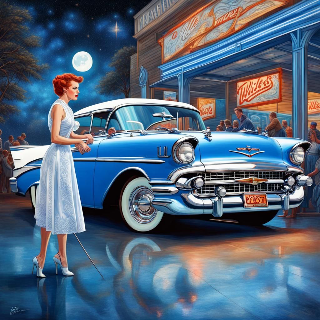 1957 Chevy Drag Race, Holographic Illustration