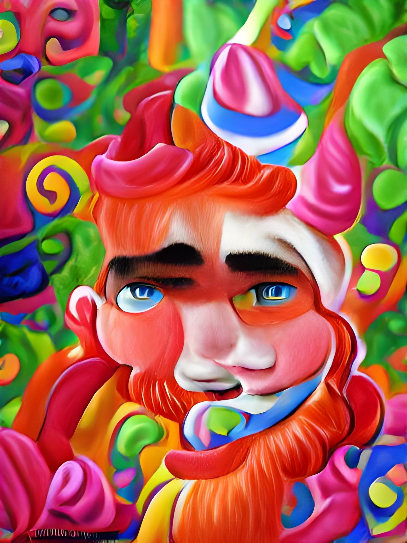 Handsome Devil in Candyland: Vibrant Gouache Art