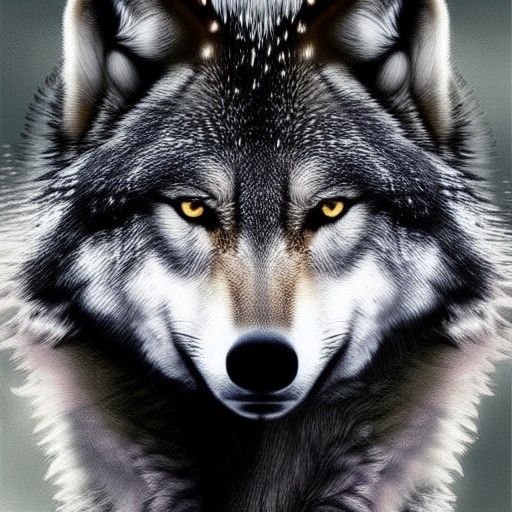 Majestic Grey Wolf in Digital Painting Style