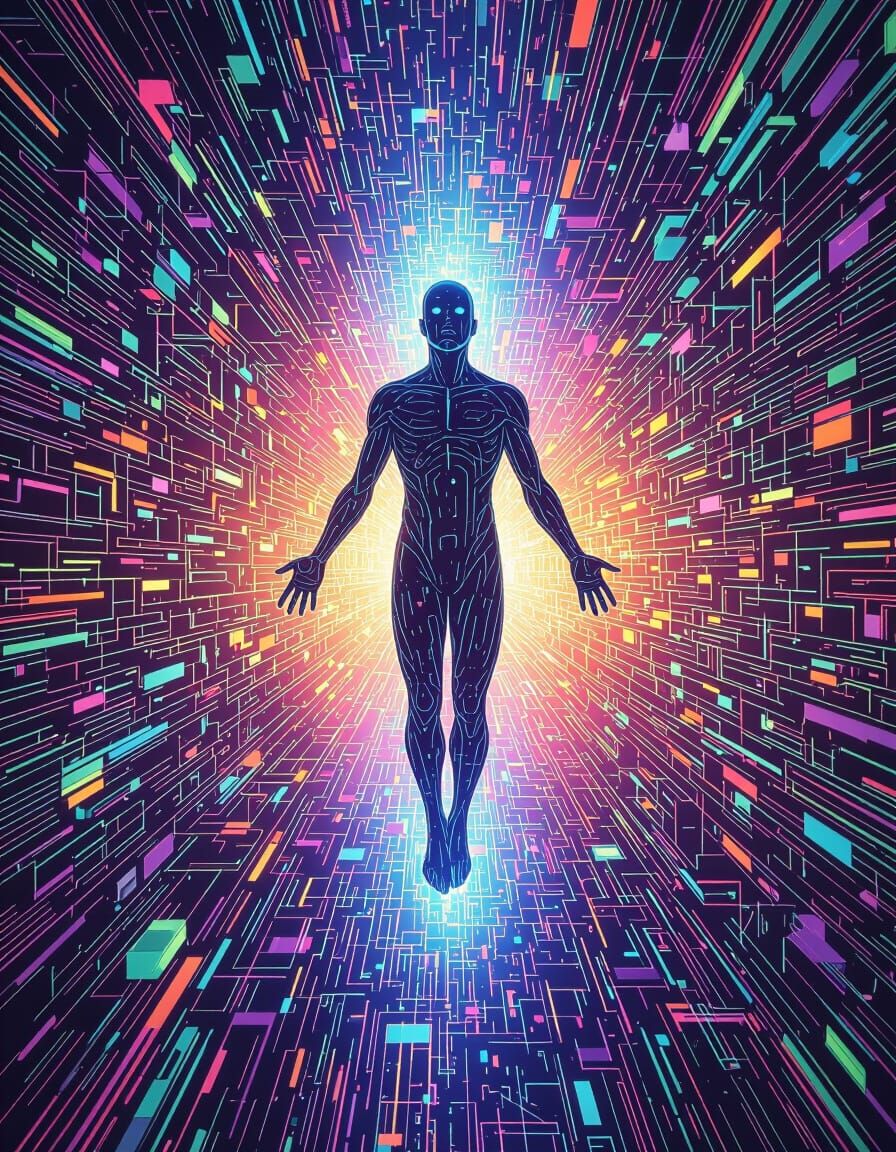 5th Dimensional Being in Glitching 3D Matrix