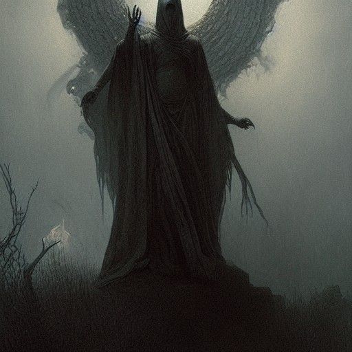 Dark Fantasy Witch on Bonfire, Gothic Horror Art