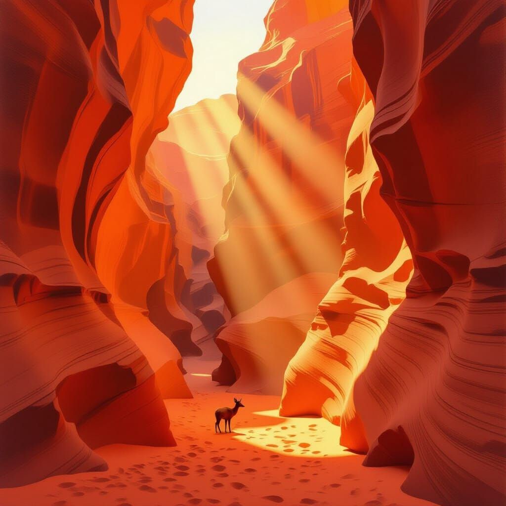 Antelope Canyon Sunlight Filtering Through Rock Formations