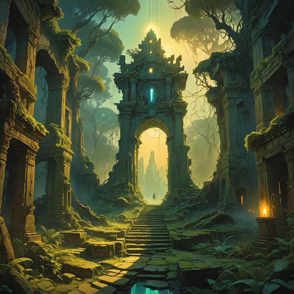 Ethereal Entity in Fantasy Landscape Art