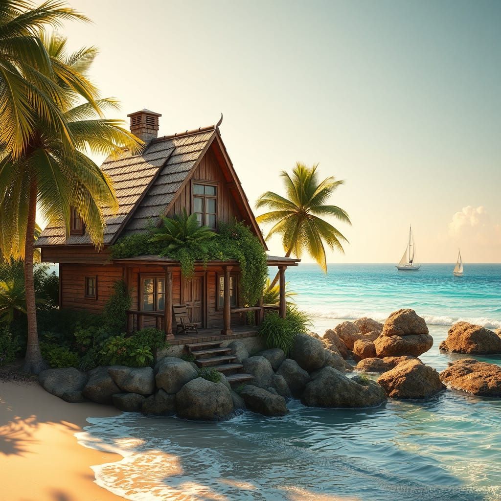 Idyllic Beach House Basks in Golden Sunlight