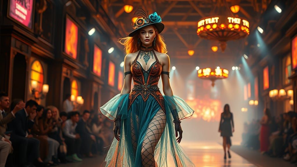 Steampunk Supermodel Struts Down Runway in Vibrant Colors