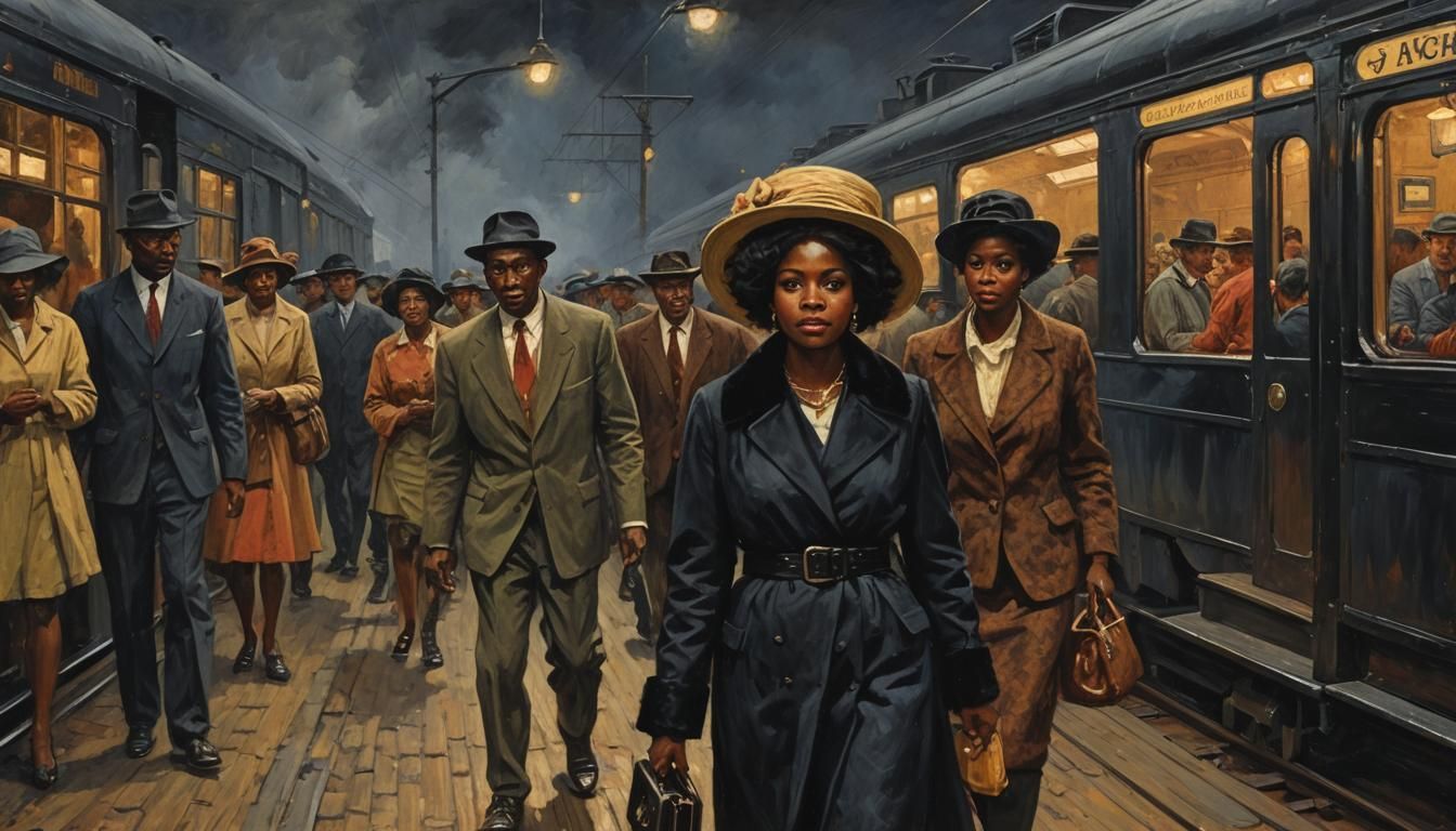 Black Woman's Impasto Journey South in Oil