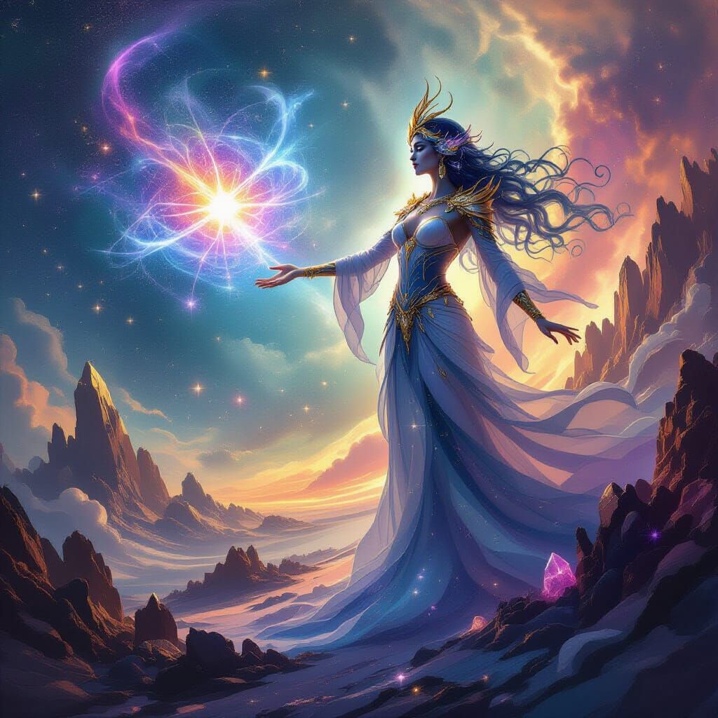 Nebula Goddess Reaching Alien World