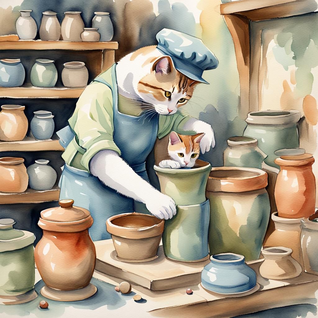 Cat Potter: Whimsical Watercolor Art