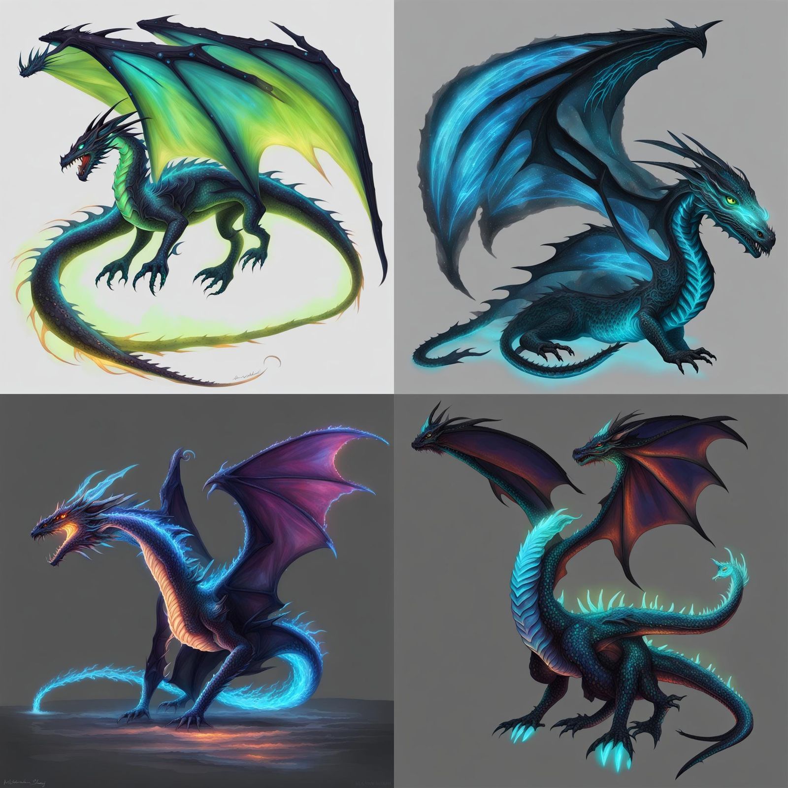 Bioluminescent Dragon in the Dark