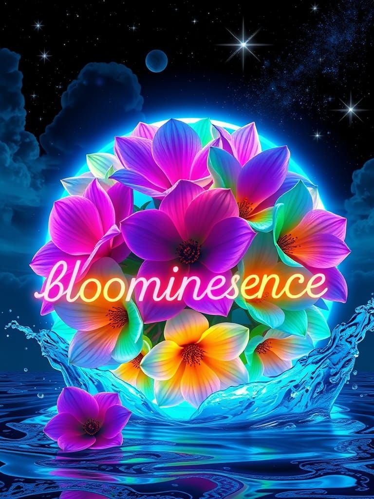 Glowing Fiber-Optic Bouquet in a Futuristic Style