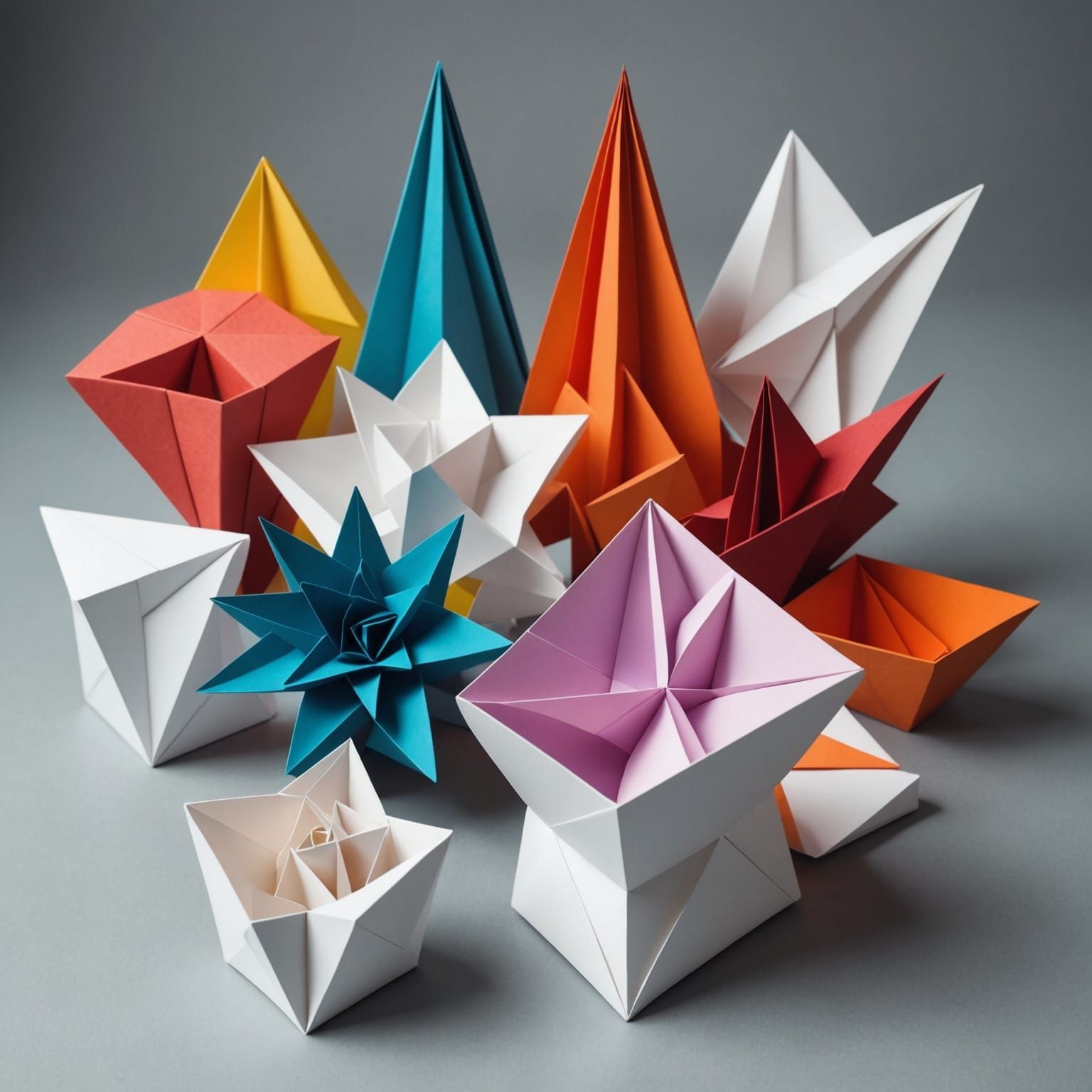 Styrofoam Origami Sculptures in Modern Art Style